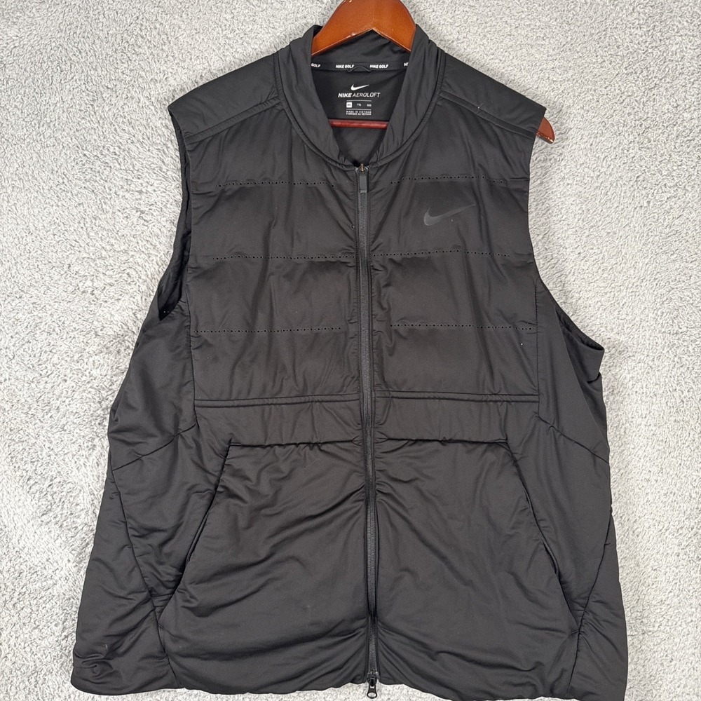Nike Golf Aeroloft Puffer Vest Mens 2XL Black Vented Full Zip